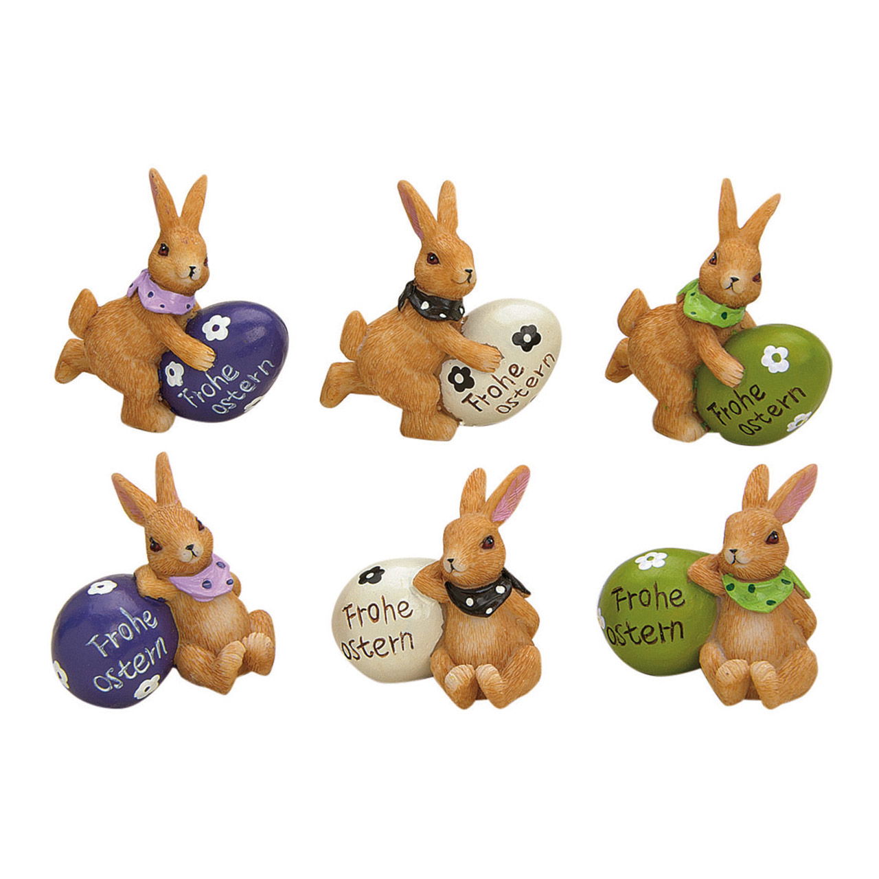 Lapin avec oeuf en poly, 12 compartiments assortis, L6 x P4 x H6 cm