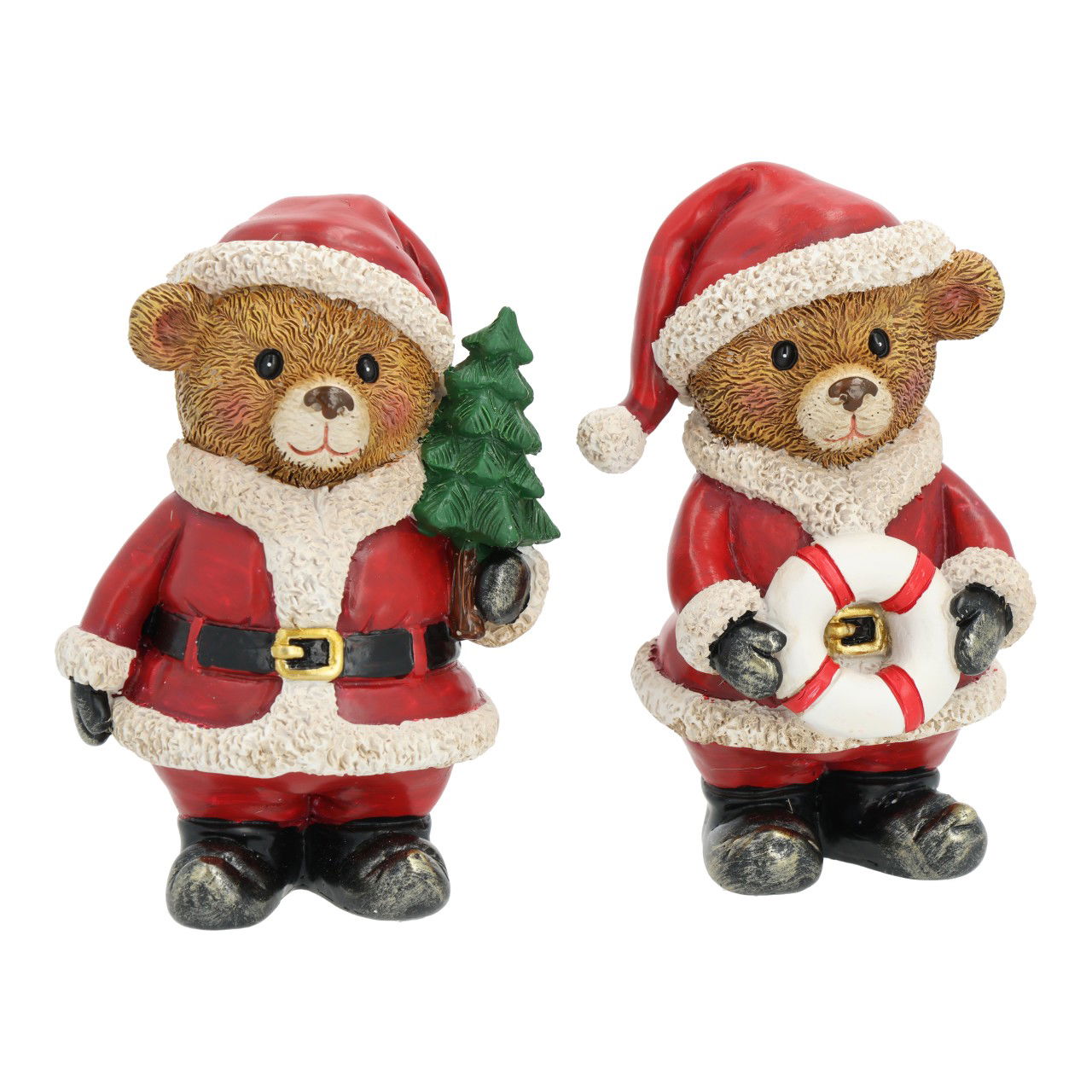 Bär mit Weihnachtsmütze aus Poly Rot 2-fach sortiert (B/H/T) 8x12x6cm Figur, Spielzeug