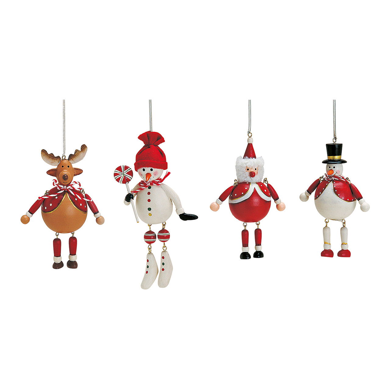 Assortiment spiraalvormige kerstfiguren van hout (B/H/D) 6x11x4 cm/6x16x4 cm