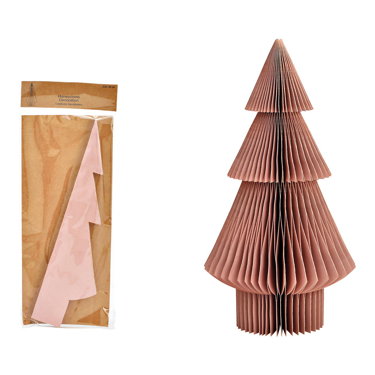 Aufsteller Honeycomb Tannenbaum aus Papier/Pappe, Altrosa (B/H/T) 15x30x15cm