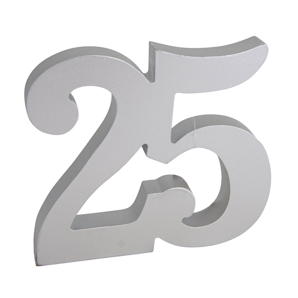 Verjaardag nummer 25, hout, 14x12x2cm, 1 stuk, Sliver Symbol, Text, Nummer