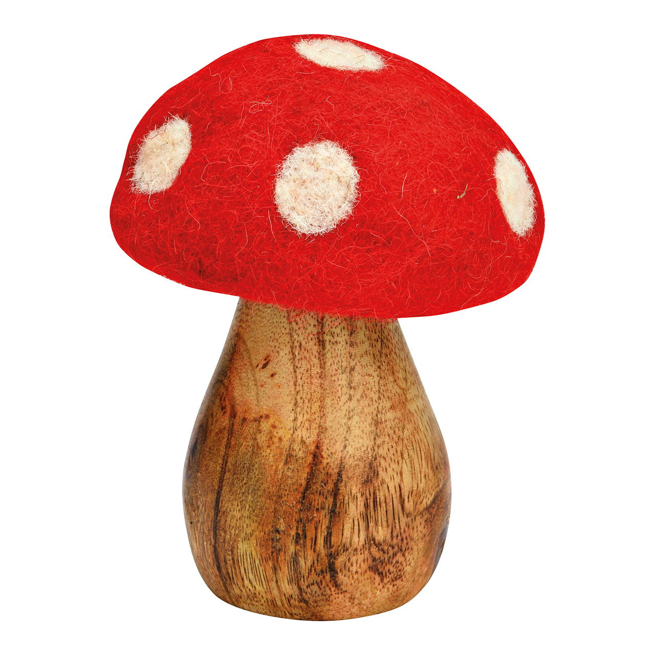 Toadstool made of mango wood/felt red, white (W/H/D) 8x11x8cm