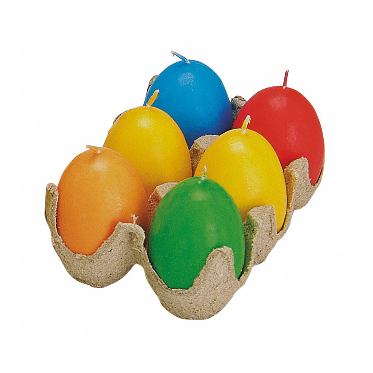 Juego de velas de huevo, 6 piezas, colores surtidos, 6 cm