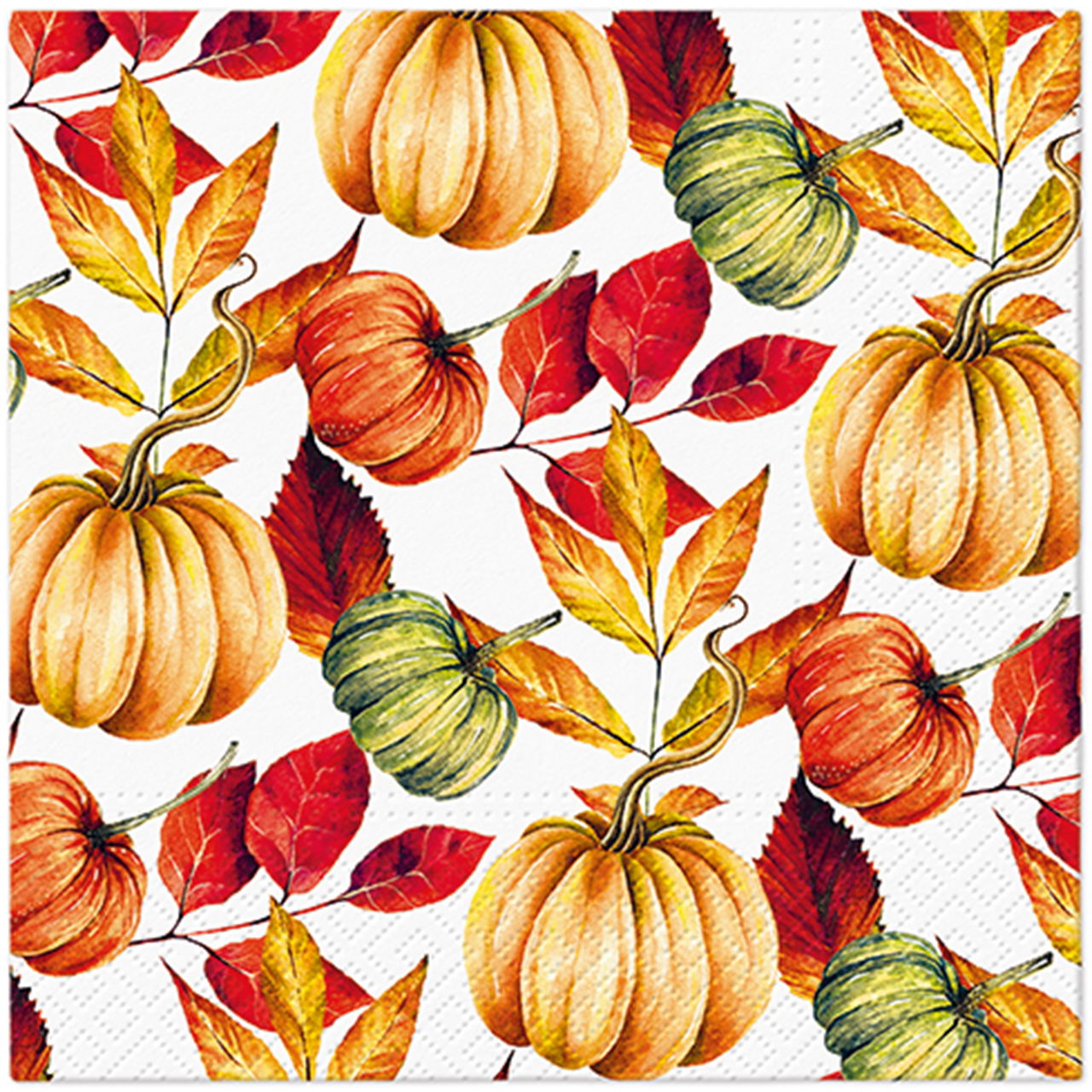 Tovagliolo a 3 veli con decoro zucca, confezione da 20 in carta/cartone, colorato (L/A) 33x33cm