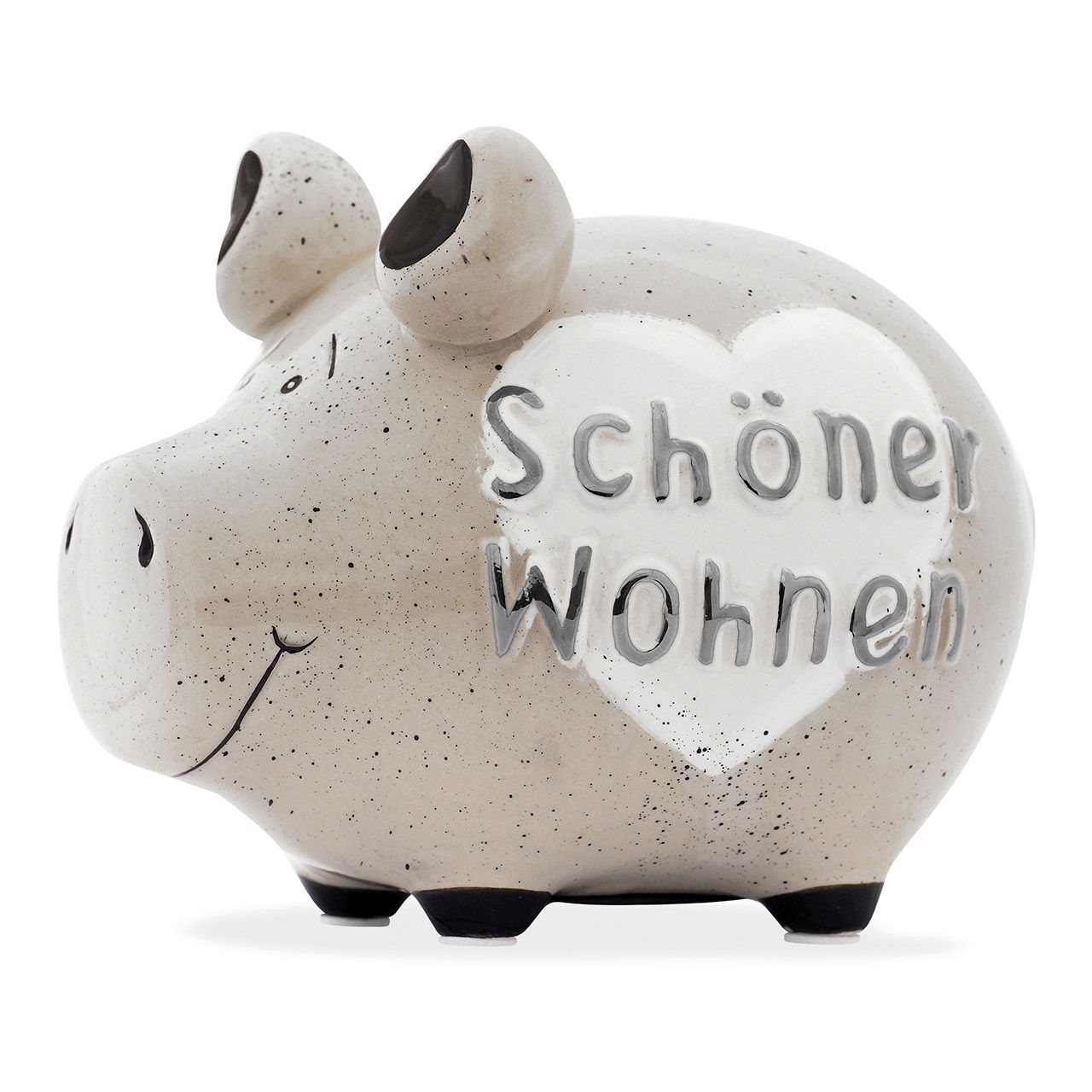 Spardose KCG Kleinschwein, Schöner Wohnen Silber Edition, aus Keramik (B/H/T) 12,5x9x9cm