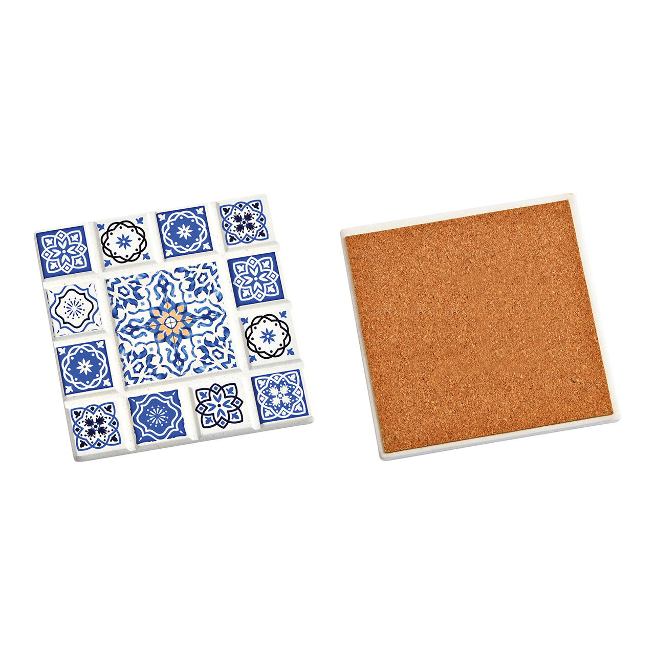 Posavasos decorativo C de cerámica/corcho, colorido (A/A) 11x11cm Posavasos decorativo C de cerámica/corcho, colorido (A/A) 11x11cm