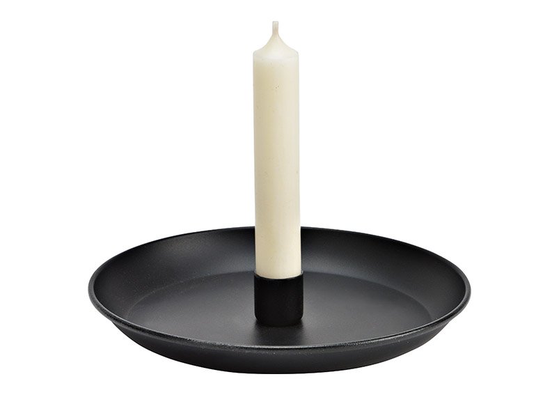 Candle holder plate metal black (W/H/D) 18x2x18cm