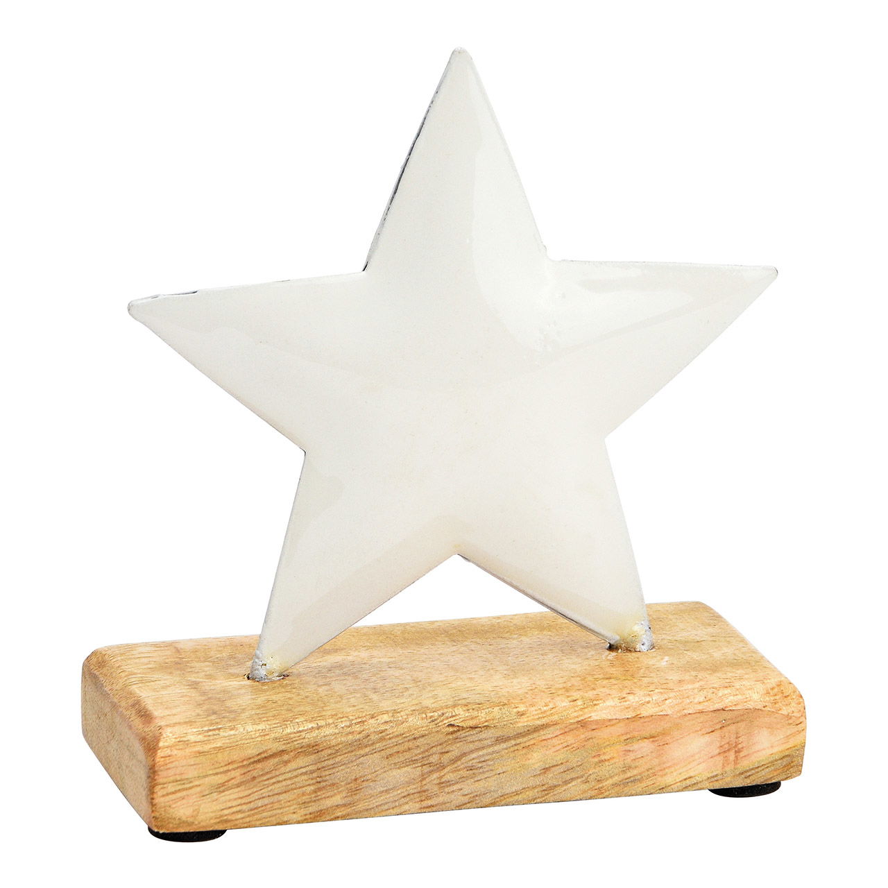 Stand star on mango wood base metal white (W/H/D) 11x10x5cm