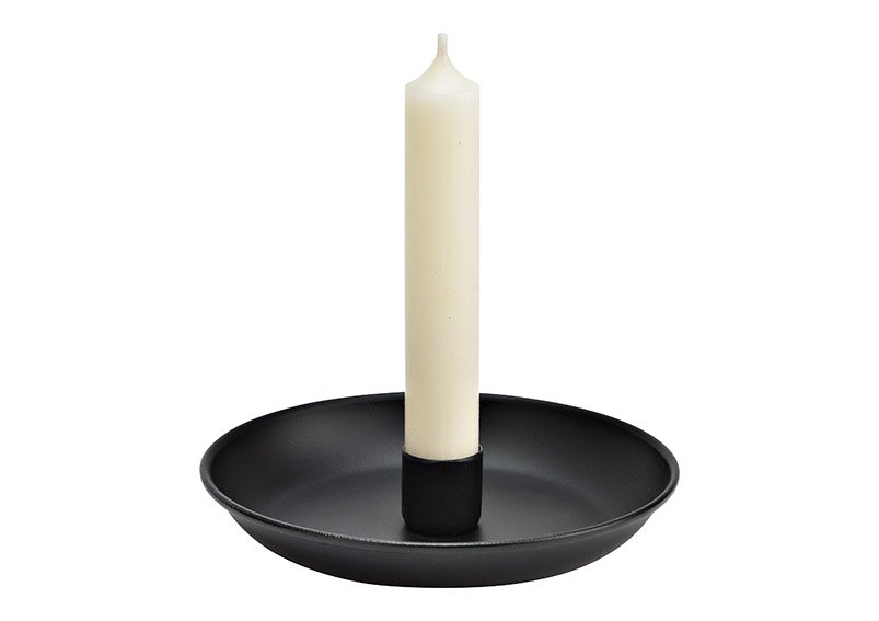 Candle holder plate metal black (W/H/D) 14x2x14cm
