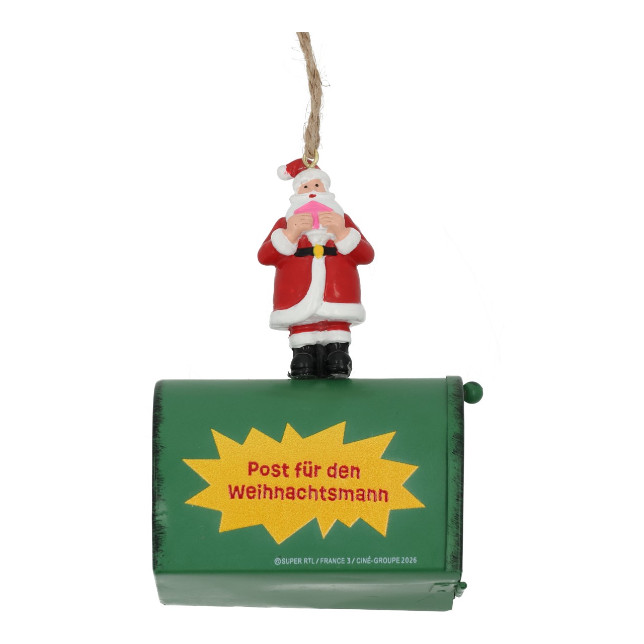 Weihnachtsmann & Co. KG Hänger Briefkasten Weihnachtsmann Weihnachtsfigur, Santa Claus, Postkassette, Grün, Hängend