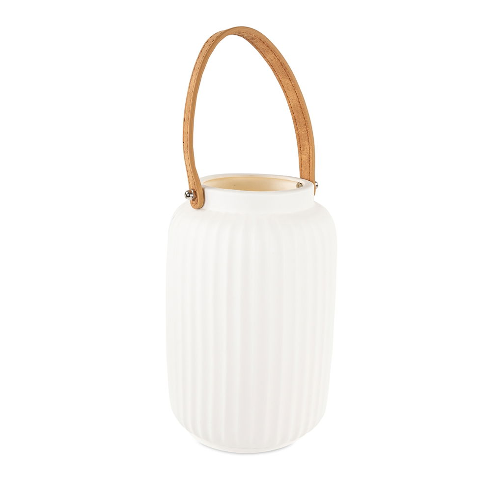 Laterne mit LED-Licht (2xAA, nicht beinh.) kein Timer, Porzellan, 13x13x19,5cm, 1 Stck, weiss Töpferei, Krug, Porzellan, Vase, Handtasche