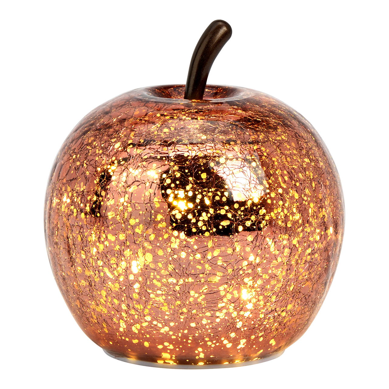 Pomme avec 10 LED Peinture galvanique en spray en verre, rose(L/H/P) 11x12x11cm avec minuterie 6/18 Fonctionnement sur piles 2xAAA non incluses