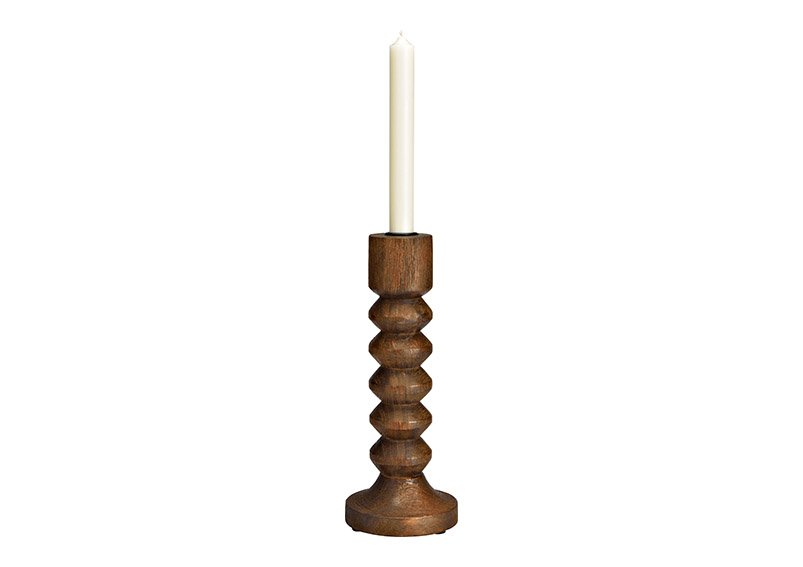 Candle holder mango wood brown (W/H/D) 10x25x10cm