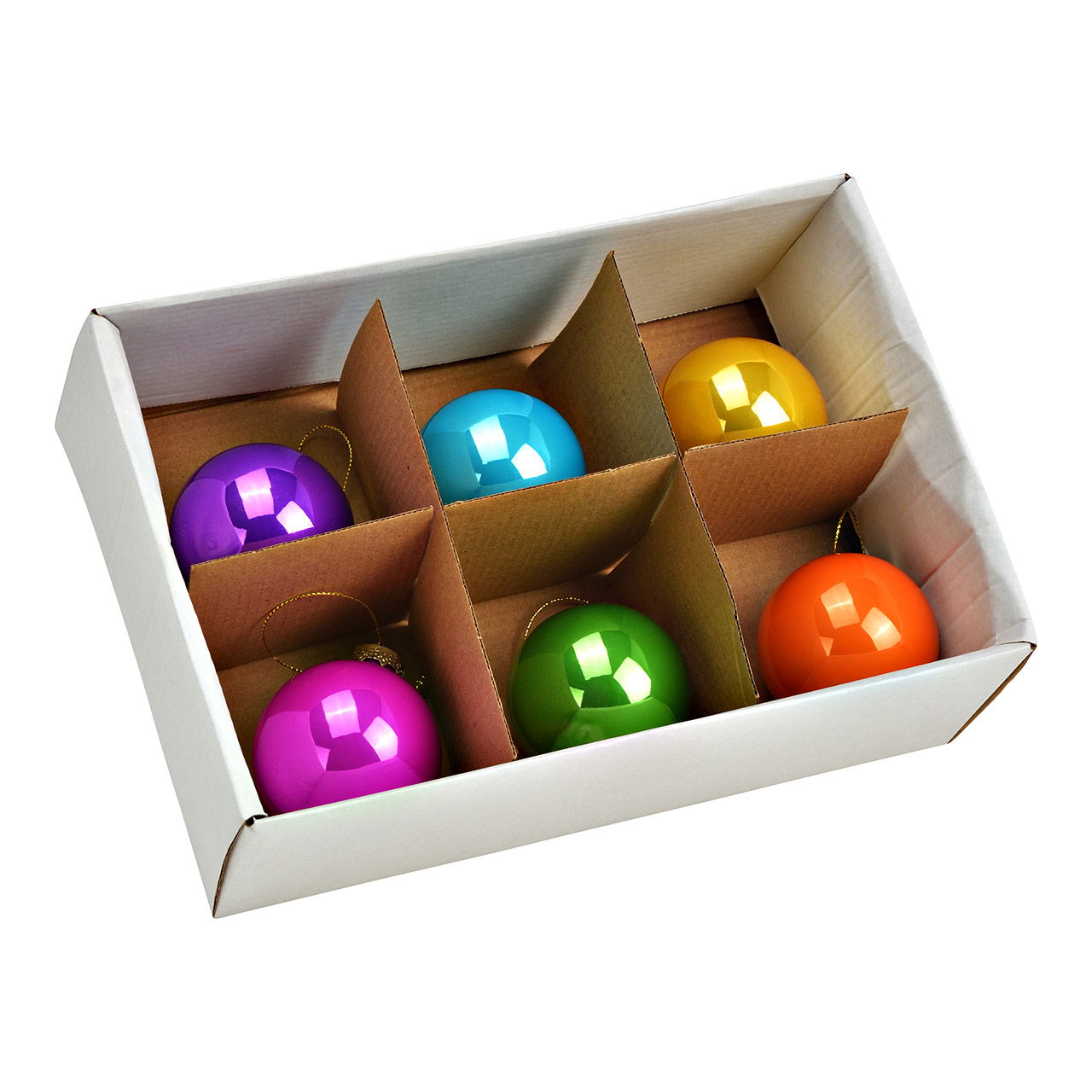 Set de boules de Noël en verre, set de 6, multicolore Ø6cm