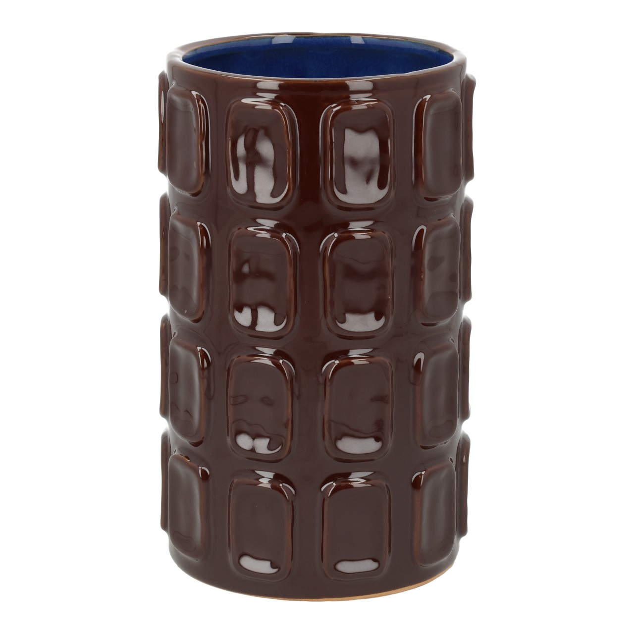 Vase, Keramik, Braun, Rautenmuster, hohl