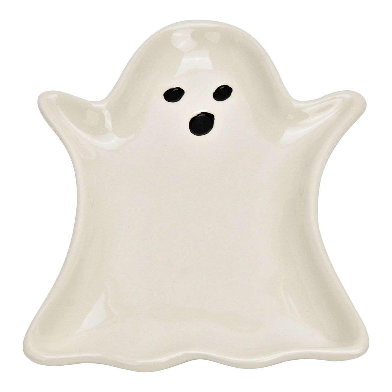 Decorative Halloween ghost plate made of ceramic, white (W/H/D) 11x17x2cm