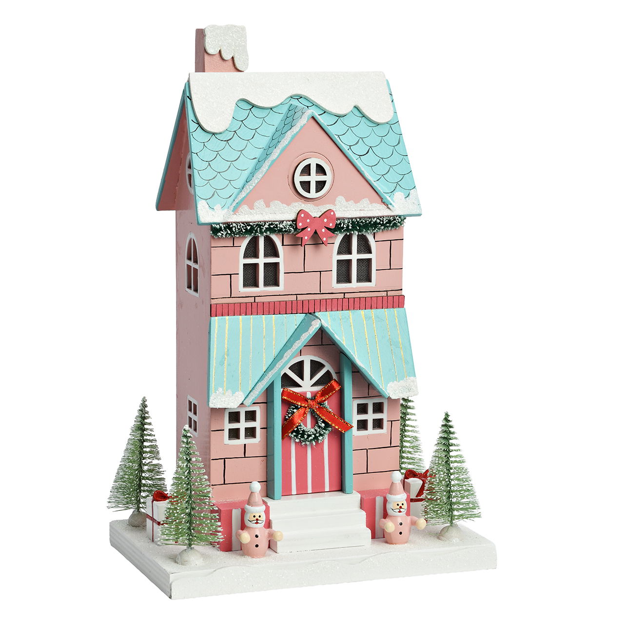 Soporte de madera para casita de Navidad Rosa/rosa (A/A/A) 20x13x33cm Essen, Süßigkeiten, Plätzchen, Pflanze