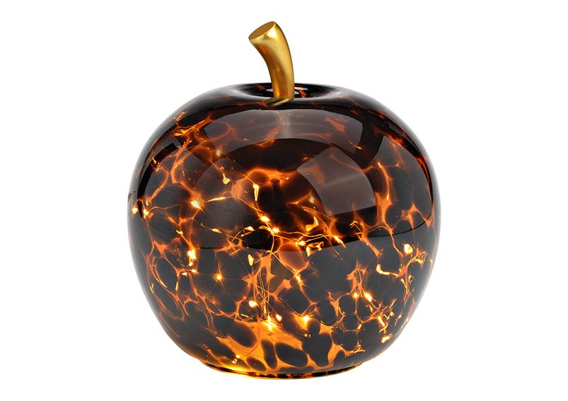 Apple with 30s LED with 6/18 timer made of glass Brown (W/H/D) 22x24x22cm