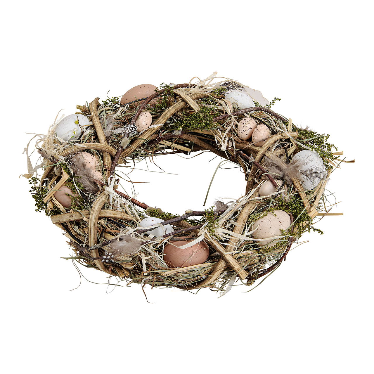 Easter wreath with eggs, wood/plastic, brown (w/h/d) 31x31x8cm