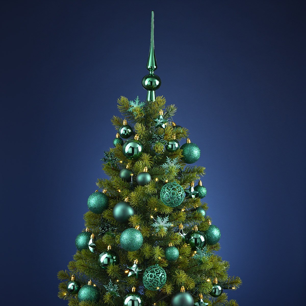 Set de boules de Noël en plastique Vert 111 pièces, (L/H/P) 36x23x12cm Ø 3/4/6 cm