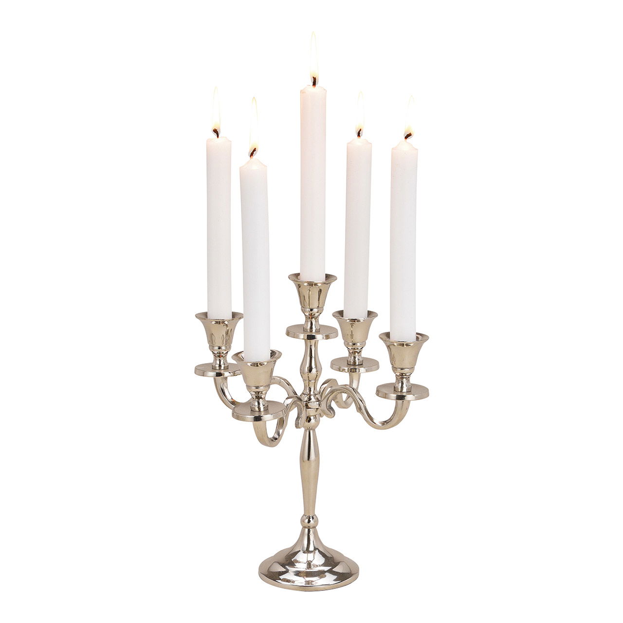 Kerzenleuchter aus Metall (5-Armig), Silber (B/H/T) 23x27x23cm Kerze, Festival, Chanukka Menora, Kronleuchter, Lampe