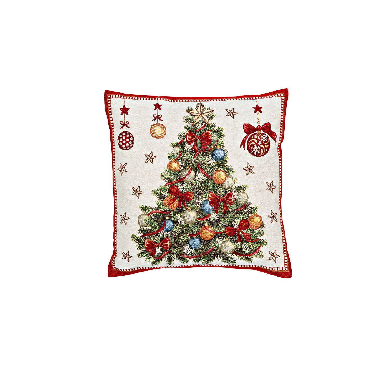 Copricuscino albero di Natale in tessuto, beige/rosso (L/H) 45x45cm con zip