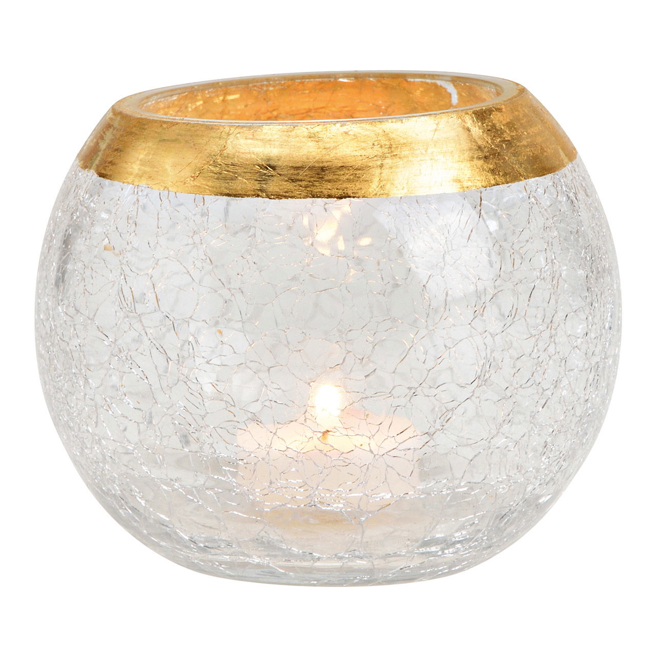 Photophore cracking en verre Transparent, or (L/H/P) 12x10x12cm Photophore cracking en verre Transparent, or (L/H/P) 12x10x12cm