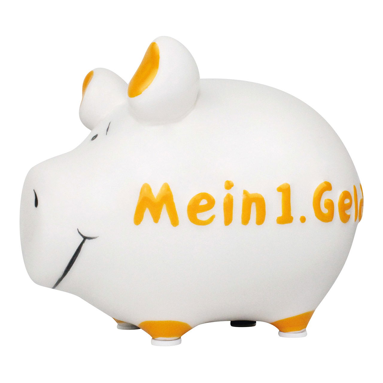 KCG Sparschwein "Mein 1. Geld" aus Keramik, Weiß/Gelb (B/H/T) 12,5x9x9cm Kleinschwein KCG Sparschwein "Mein 1. Geld" aus Keramik, Weiß/Gelb (B/H/T) 12,5x9x9cm Kleinschwein