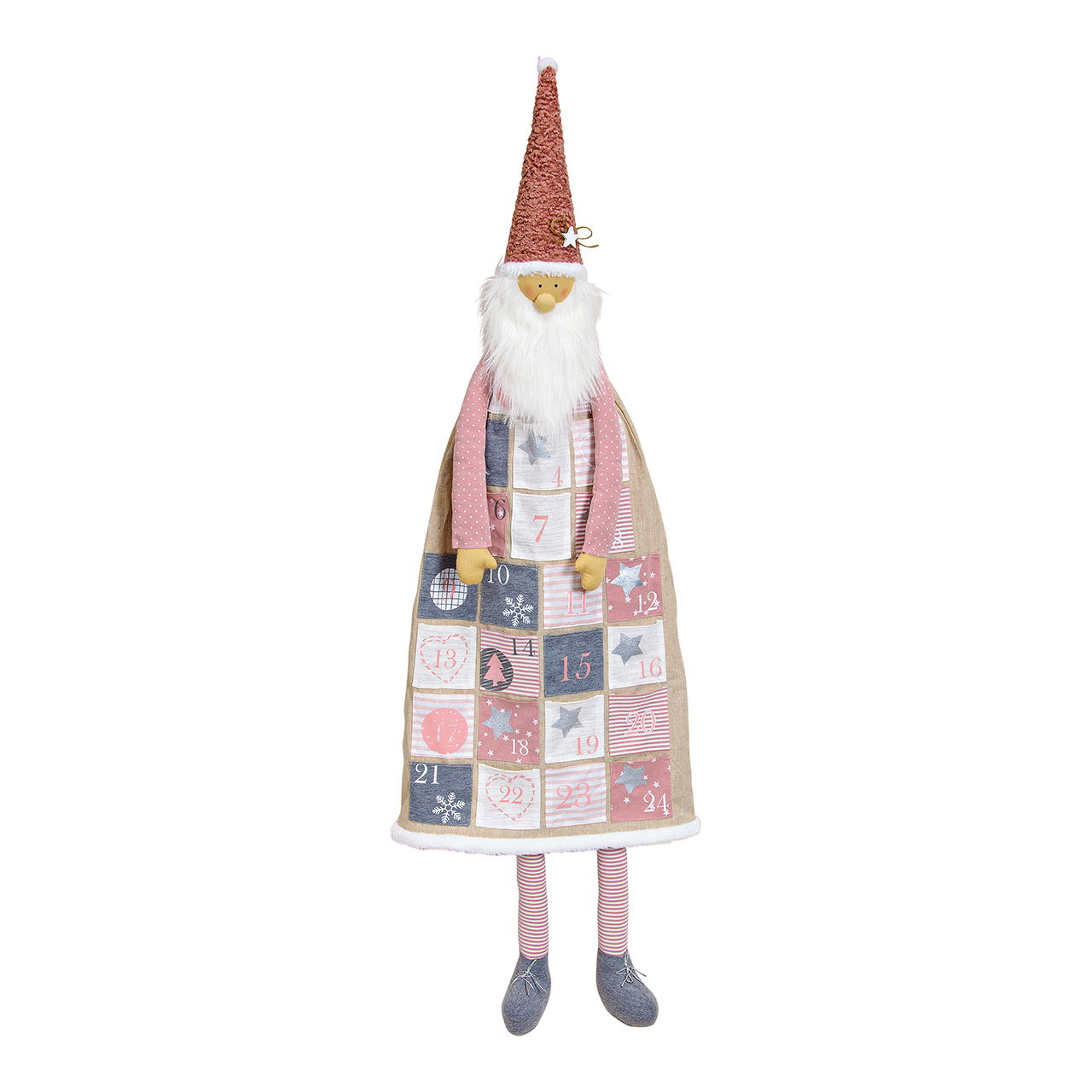 Adventskalender Nikolaus aus Textil Beige, Pink (B/H/T) 47x130x4cm