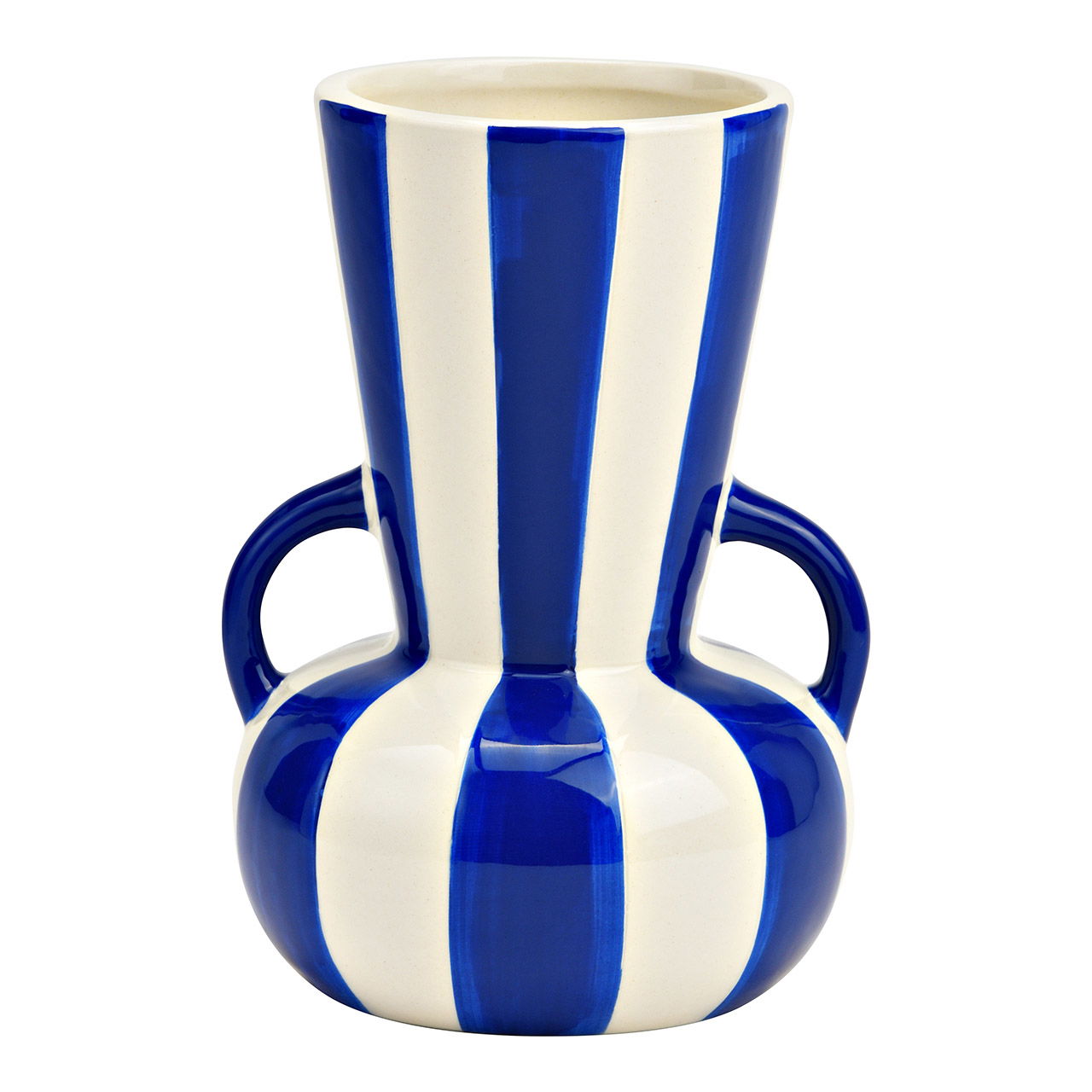 Vase gestreift aus Keramik, Blau/Weiß (B/H/T) 11x16x11cm