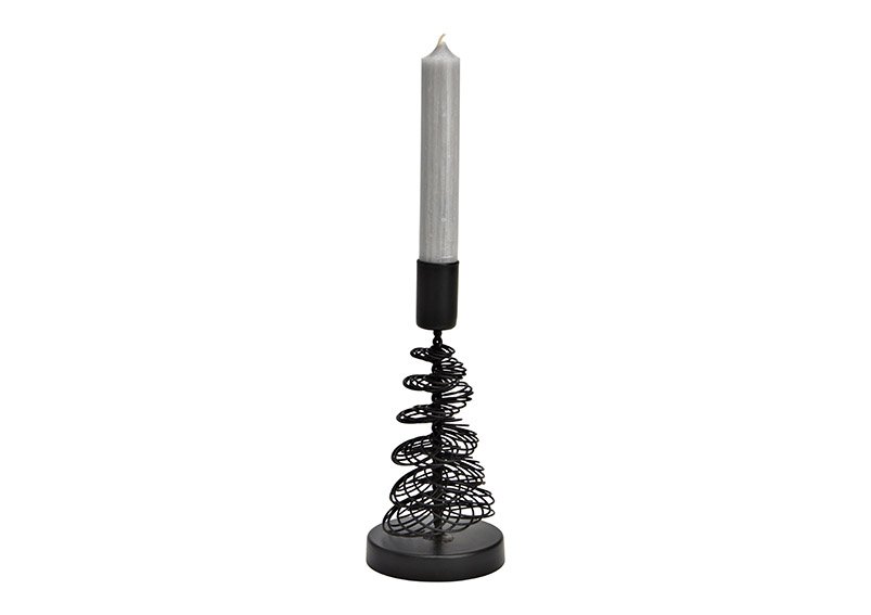 Candle holder fir tree metal black (W/H/D) 8x18x8cm