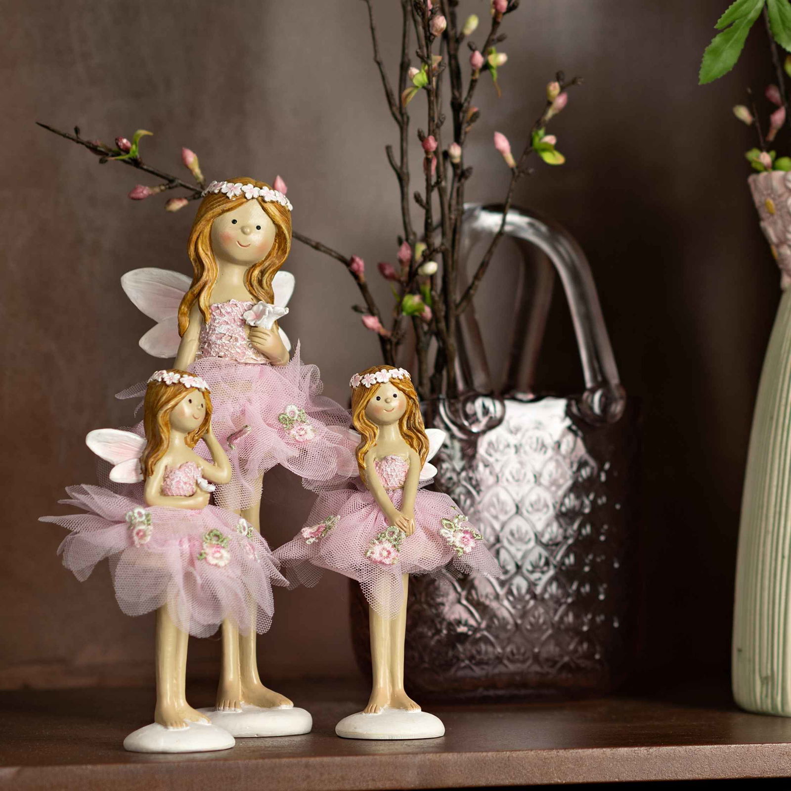 Display engel met bloemenjurk gemaakt van poly, (B/H/D) 10x24x9cm Puppe, Spielzeug, Figur, Gesicht, Person
