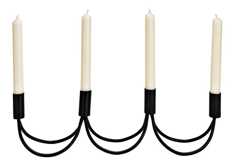 Advent arrangement, metal candle holder Black (W/H/D) 44x12x9cm