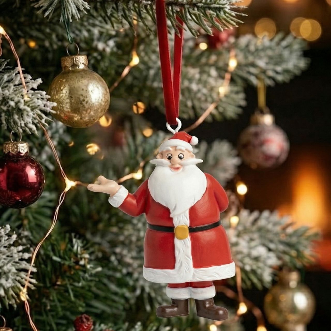 WUCK_Hänger Weihnachtsmann aus Poly Bunt (B/H/T) 5x6.5x3cm Weihnachtsfigur, Santa, Christkind, Weihnachtsmann, keramikfigur, Santa, Weihnachtsfigur, Weihnachtsmann, Figur, Dekoration