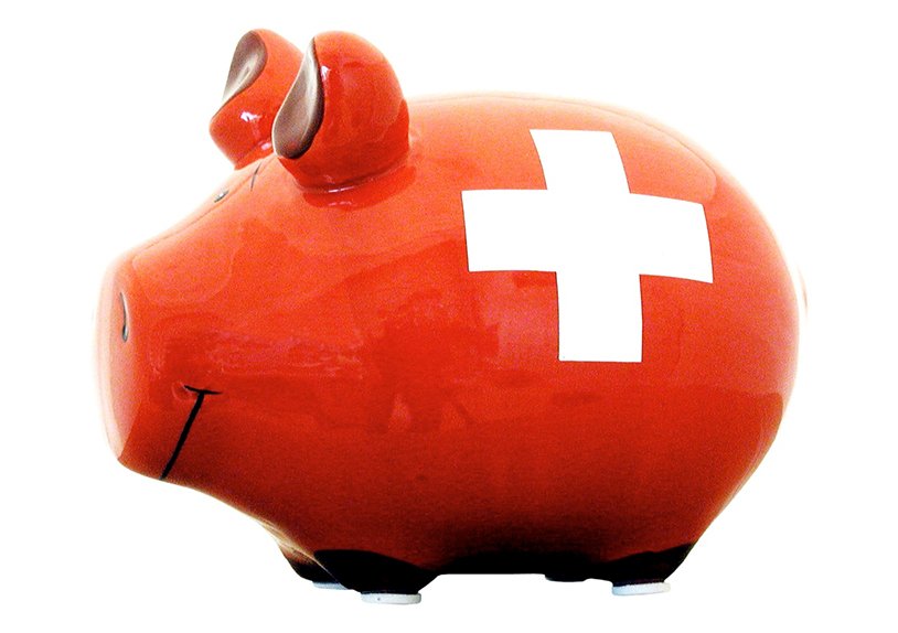 KCG spaarvarken, Zwitserse bank, gemaakt van keramiek (B/H/D) 12,5x9x9 cm