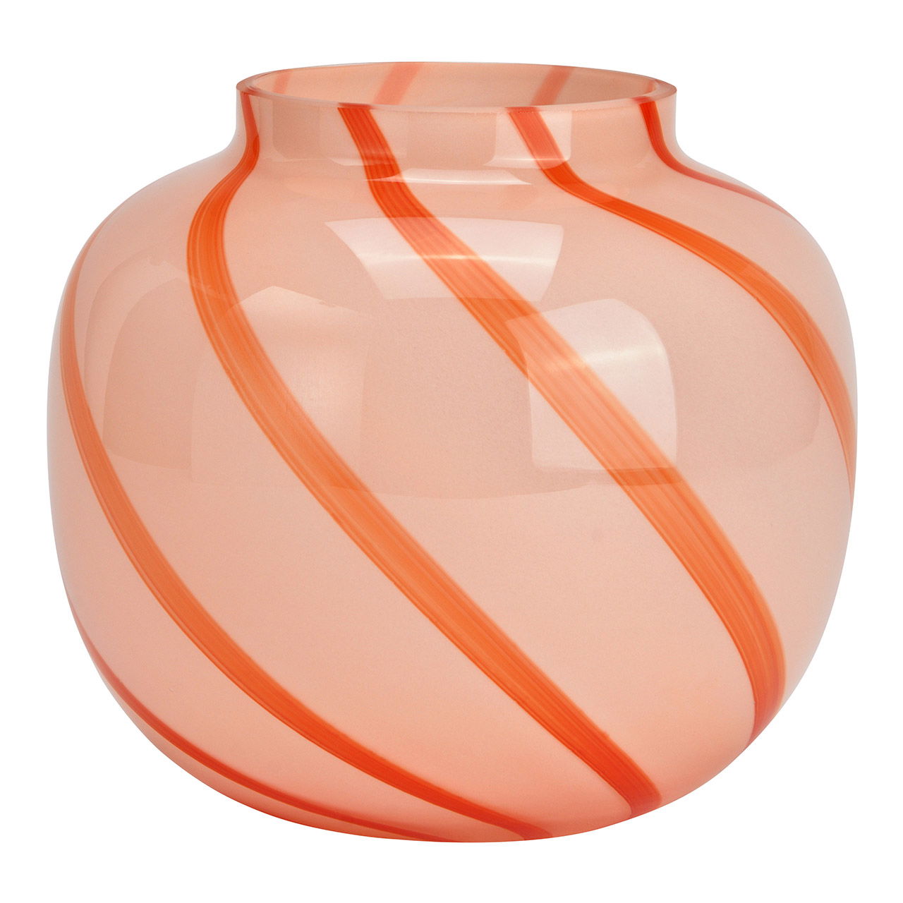 Vase gestreift aus Glas, Pink/Rot (B/H/T) 20x18x20cm