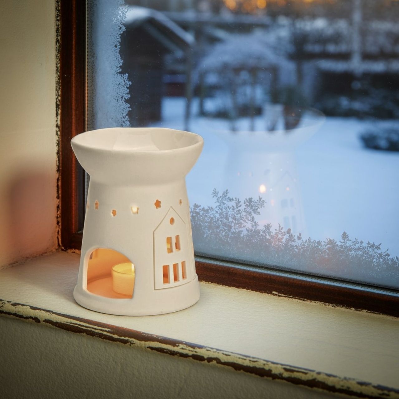 Brûle-parfum Maison Décor en porcelaine, Blanc (L/H/P) 10x12x10cm