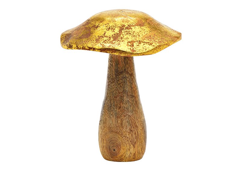 Pilz aus Mangoholz Gold (B/H/T) 15x18x15cm