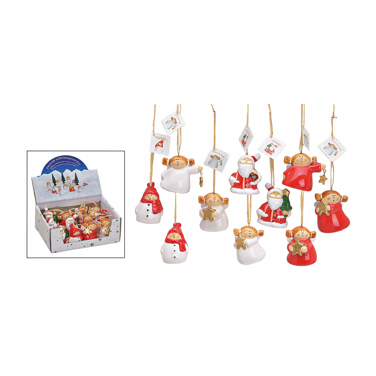 Hanging ceramic Christmas figurines, W5 cm