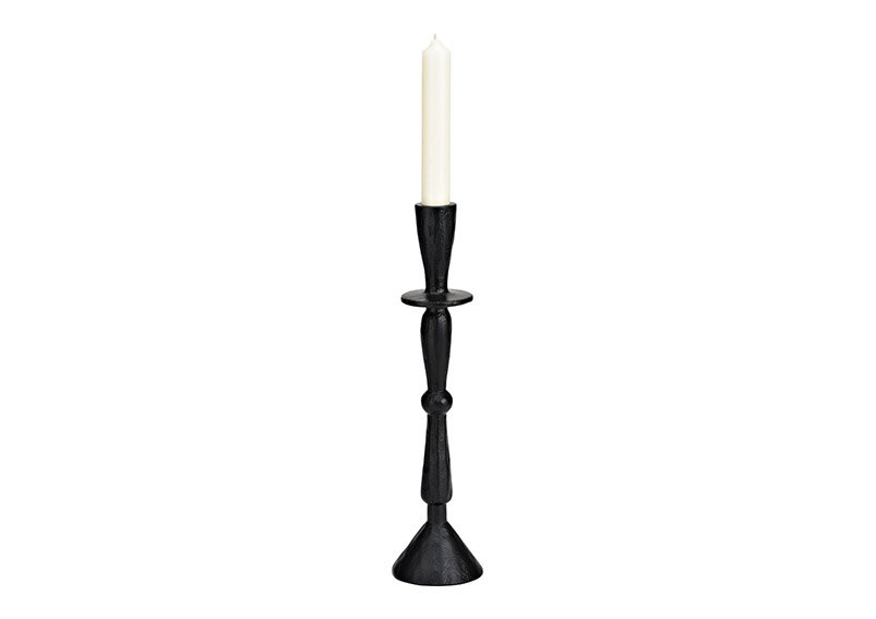 Metal candle holder black (W/H/D) 7x29x7cm