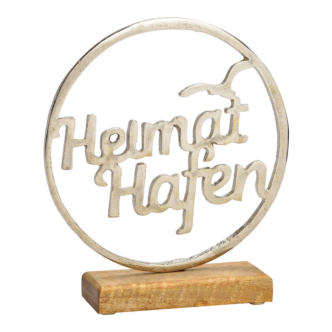 Lettera a cavalletto, home harbour, su base in legno di mango, in metallo argentato (L/H/D) 21x24x5cm Lettera a cavalletto, home harbour, su base in legno di mango, in metallo argentato (L/H/D) 21x24x5cm