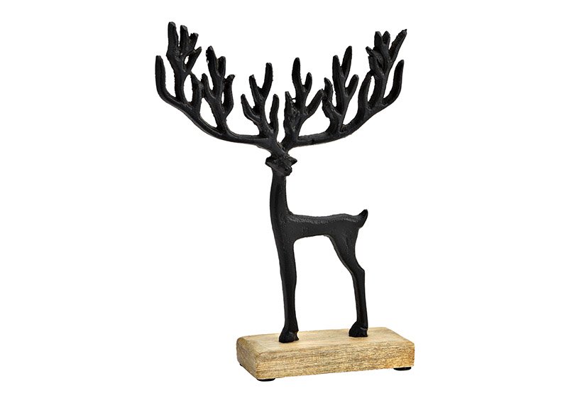 Expositor de ciervos sobre base de madera de mango de color negro (A/H/D) 16x22x5cm
