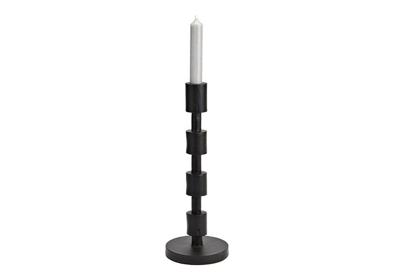 Metal candle holder black (W/H/D) 11x32x11cm