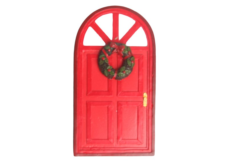 Secret Santa door display accessory, Secret Santa door with door wreath made of red poly (W/H/D) 8x15x1cm
