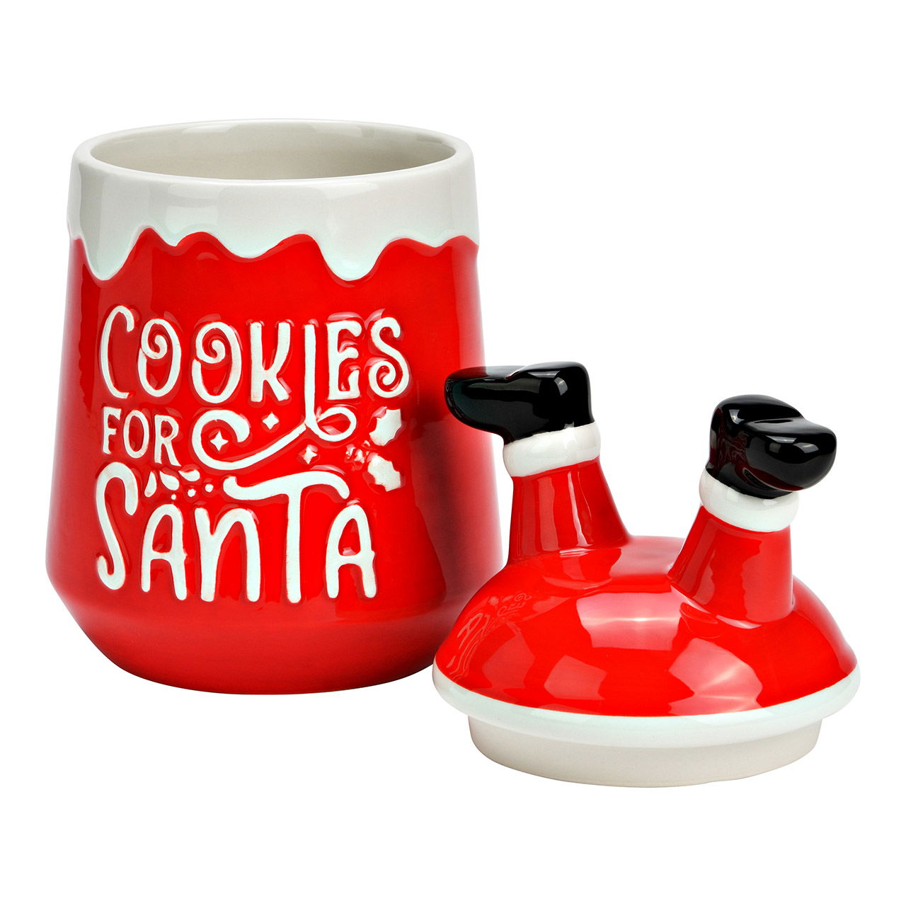 Blik voor de kerstman, koekjes voor de kerstman, keramiek, rood (B/H/D) 12x21x12cm