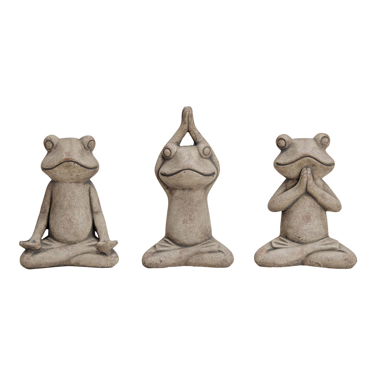 Yoga Frosch aus Zement Grau, 3-fach sortiert, (B/H/T) 14x23x9cm Yoga Frosch aus Zement Grau, 3-fach sortiert, (B/H/T) 14x23x9cm