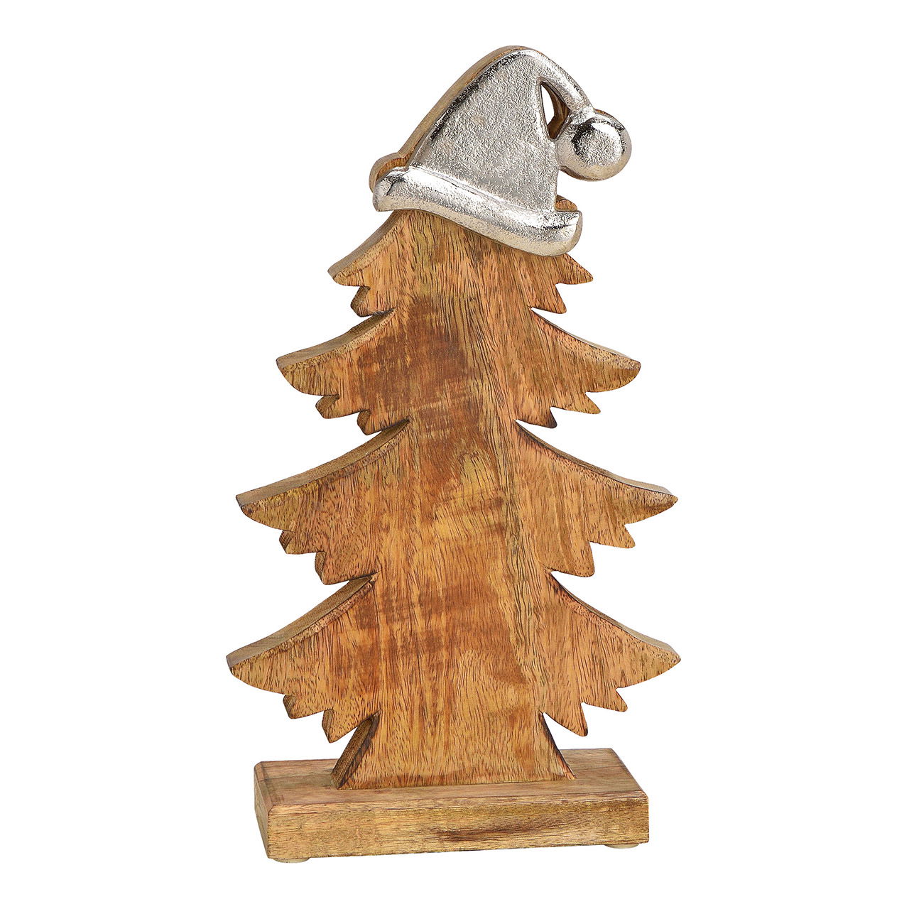 Tannenbaum aus Mangoholz mit Metall Mütze Braun (B/H/T) 20x35x6cm Holz
