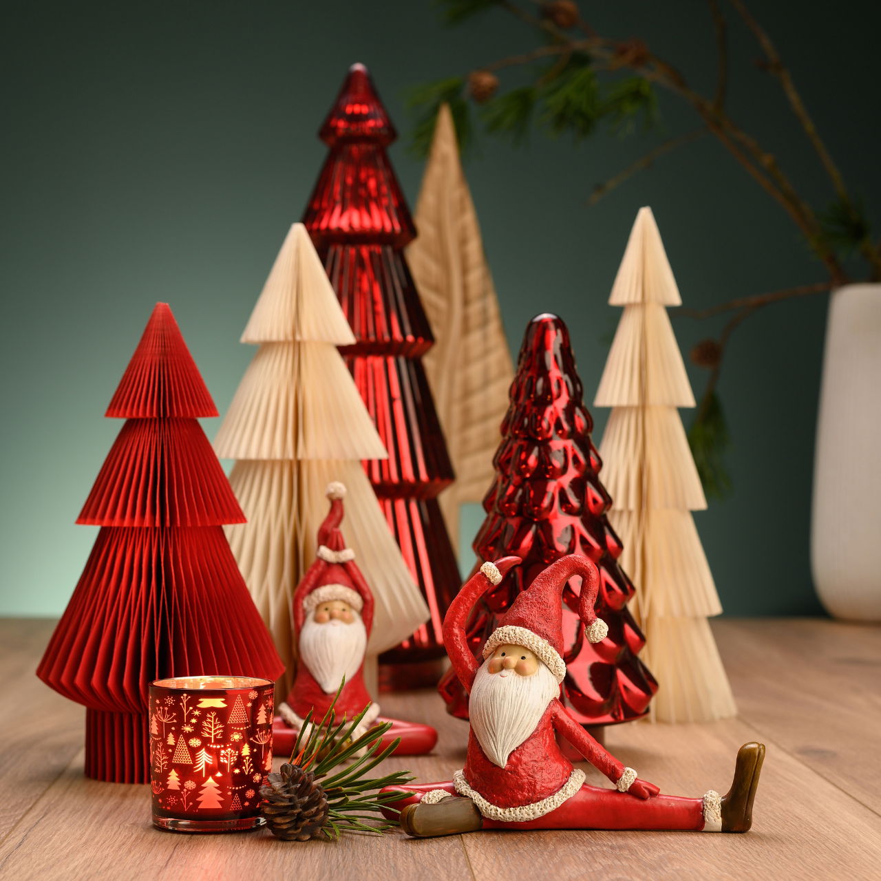 Honeycomb Christmas tree stand with glitter made of paper/cardboard white (W/H/D) 14x40x14cm