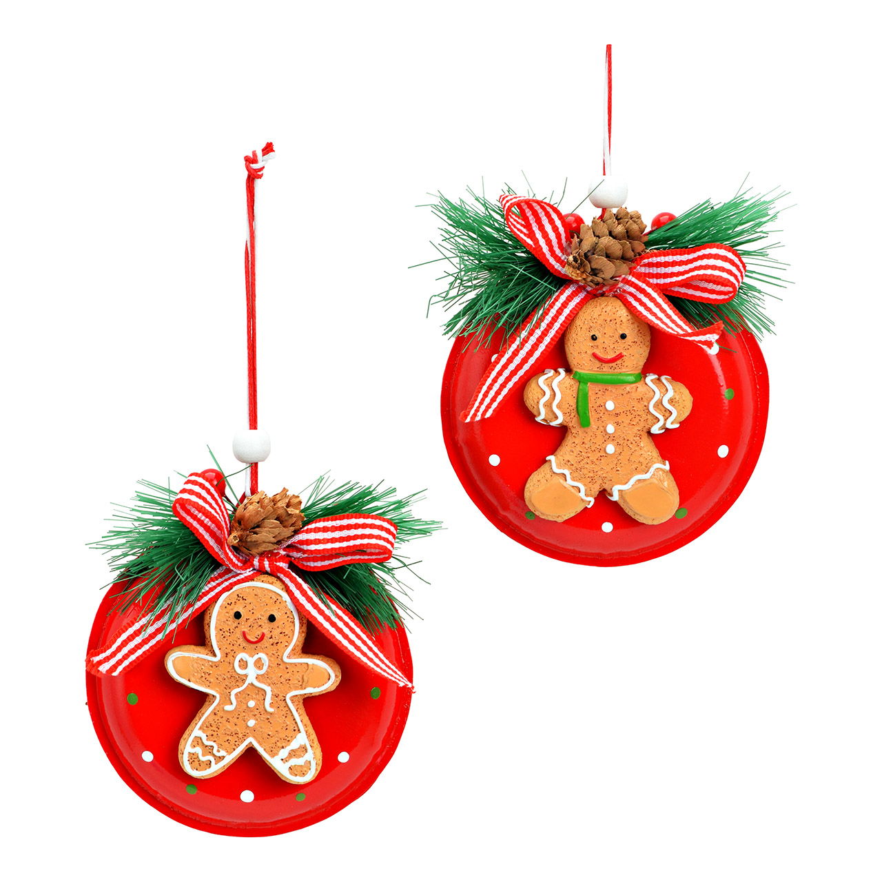 Weihnachtshänger Lebkuchen aus Metall, 2-fach, Rot (B/H/T) 8x9x3cm Essen, Süßigkeiten, Plätzchen