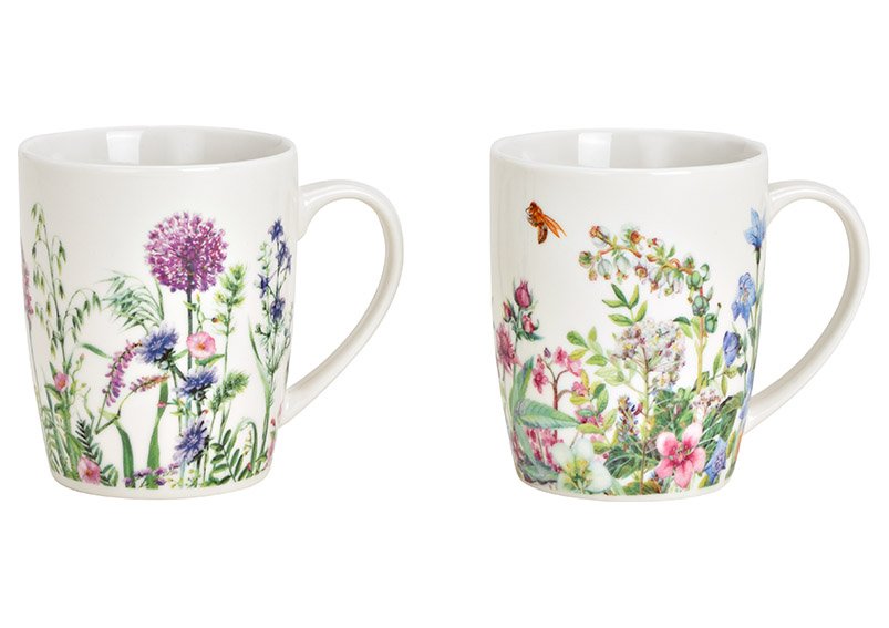 Mug Flowers Design, Porcelain 2 assorted, (W/H/D) 12x10x8cm 300ml